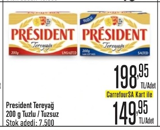 President Tereyağ 200 G Tuzlu / Tuzsuz