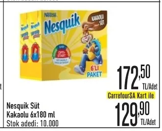 Nesquik Süt Kakaolu 6X180 Ml