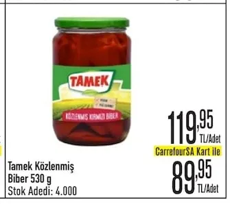 Tamek Közlenmiş Biber 530 G