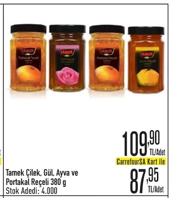 Tamek Çilek, Gül, Ayva Ve Portakal Reçeli 380 G