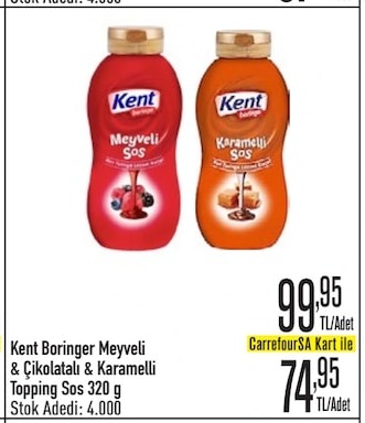 Kent Bormnger Meyveli & Çikolatalı & Karamelli Topping Sos 320 G