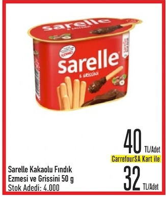 Sarelle Kakaolu Fındık Ezmesi Ve Grissini 50 G