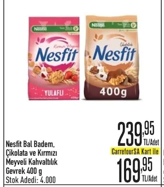 Nesfit Bal Badem. Çikolata Ve Kırmızı Meyveli Kahvaltılık Gevrek 400 G