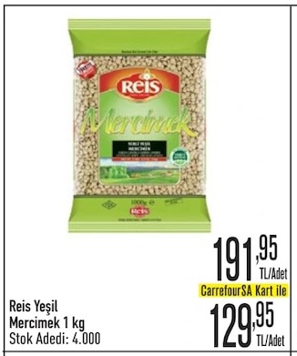 Reis Yeşil Mercimek 1 Kg