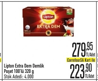 Lipton Extra Dem Demlik Poşet 100'Lü 320 G