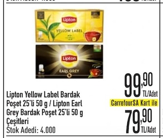 Lipton Yellow Label Bardak Poşet 25'Li 50 G / Lipton Earl Grey Bardak Poşet 25'Li 50 G