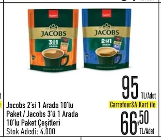 Jacobs 2'Si 1 Arada 10'Lu Paket / Jacobs 3'Ü 1 Arada 10'Lu Paket Çeşitleri