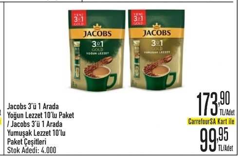 Jacobs 3'Ü 1 Arada Yoğun Lezzet 10'Lu Paket