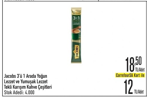 Jacobs 3'Ü 1 Arada Yoğun Lezzet Ve Yumuşak Lezzet Tekli Karışım Kahve Çeşitleri