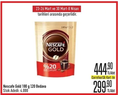 Nescafe Gold 180 G %20 Bedava