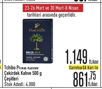 Tchibo Privat Kaffee Çekirdek Kahve 500 G
