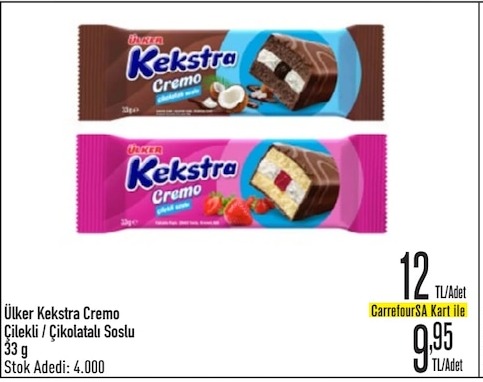 Ülker Kekstra Cremo Çilekli / Çikolatalı Soslu 33 G
