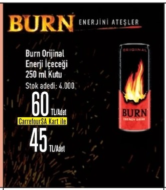 Burn Orijinal Enerji İçeceği 250 Ml Kutu