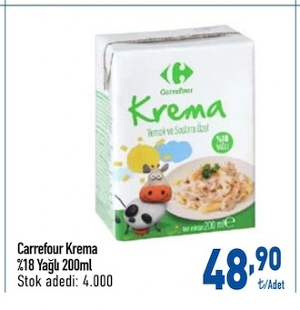 Carrefour Krema %18 Yağlı 200Ml