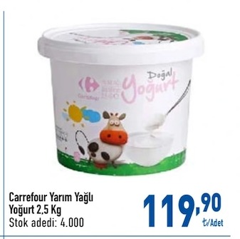 Carrefour Yarım Yağlı Yoğurt 2,5 Kg