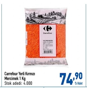 Carrefour Yerli Kırmızı Mercimek 1 Kg