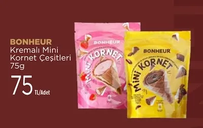 Bonheur Kremalı Mini Kornet Çeşitleri 75G