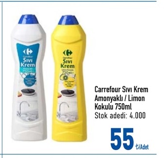 Carrefour Sıvı Krem Amonyaklı / Limon Kokulu 750Ml