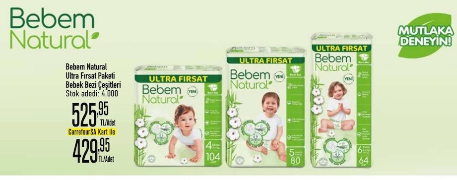 Bebem Natural Ultra Fırsat Paketi Bebek Bezi