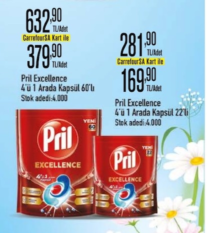 Pril Excellence 4'Ü 1 Arada Kapsül 60'Lı