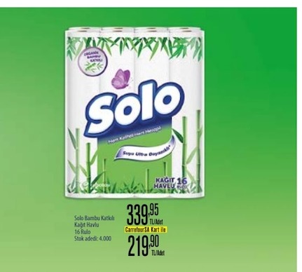 Solo Bambu Katkılı Kağıt Havlu 16 Rulo