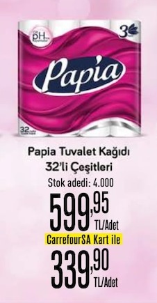 Papia Tuvalet Kağıdı 32'Li Çeşitleri
