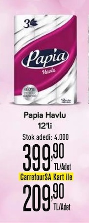 Papia Havlu 12'Li