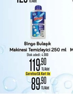 Bingo Bulaşık Makinesi Temizleyici 250 Ml