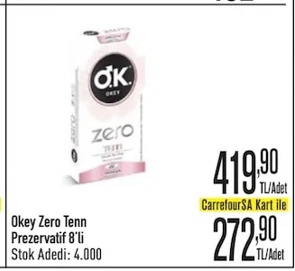 Okey Zero Tenn Prezervatif 8'Li