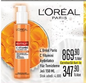 L'Oréal Paris C Vitamini Aydınlatıcı Yüz Temizleme Jeli 150 Ml
