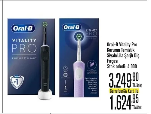 Oral-B Vitality Pro Koruma Temizlik Siyah/Lila Şarjlı Diş Fırçası
