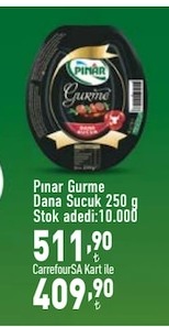 Pınar Gurme Dana Sucuk 250 G
