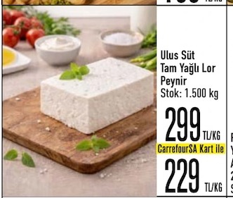 Ulus Süt Tam Yağlı Lor Peynir