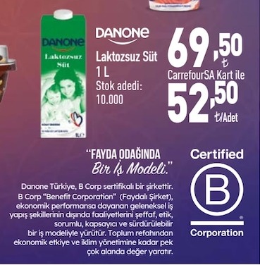 Danone Laktozsuz Süt 1 L