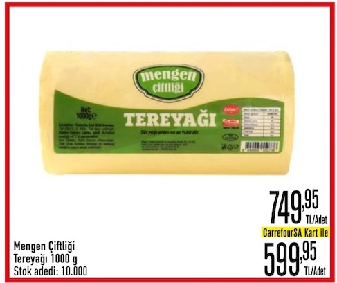 Mengen Çiftliği Tereyağı 1000 G