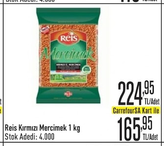 Reis Kırmızı Mercimek 1 Kg