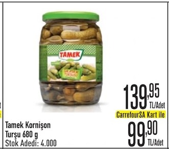Tamek Kornişon Turşu 680 G