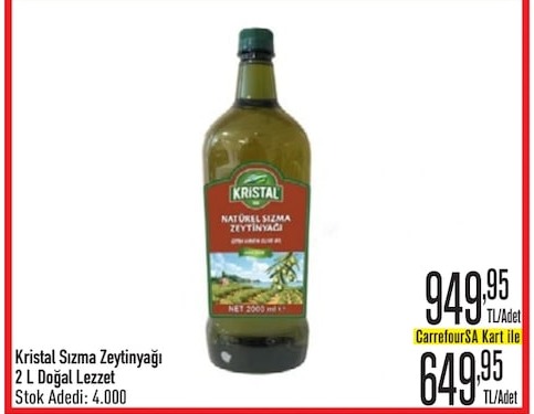 Kristal Sızma Zeytinyağı 2 L Doğal Lezzet