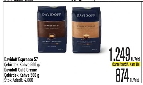 Davidoff Espresso 57 Çekirdek Kahve 500 G/
Davidoff Café Crème Çekirdek Kahve 500 G
