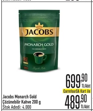 Jacobs Monarch Gold Çözünebilir Kahve 200 G