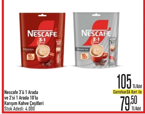 Nescafe 3'Ü 1 Arada Ve 2'Si 1 Arada 10'Lu Karışım Kahve Çeşitleri