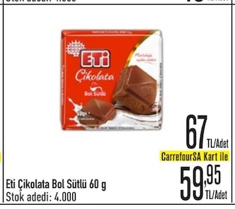 Eti Çikolata Bol Sütlü 60 G