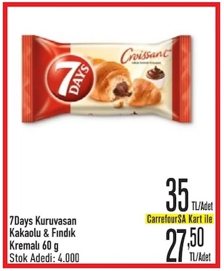 7Days Kruvasan Kakaolu & Fındık Kremalı 60 G