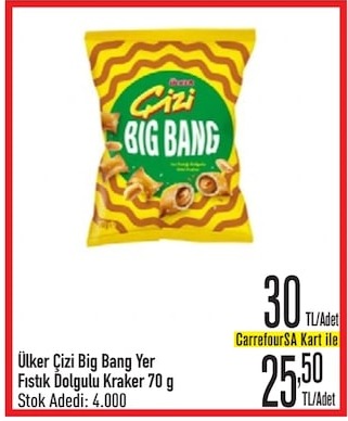 Ülker Çizi Big Bang Yer Fıstık Dolgulu Kraker 70 G