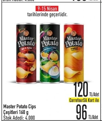 Master Potato Cips Çeşitleri 160 G