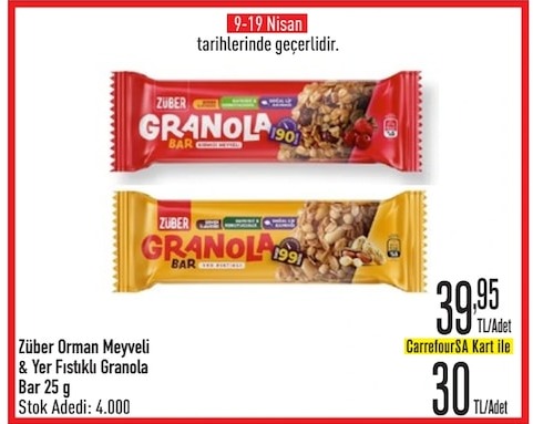 Züber Orman Meyveli & Yer Fıstıklı Granola Bar 25 G