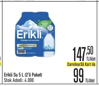 Erikli Su 5 L (2'Li Paket)