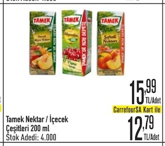 Tamek Nektar / İçecek Çeşitleri 200 Ml