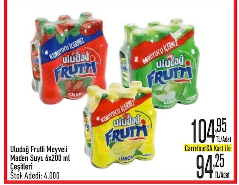 Uludağ Frutti Meyveli Maden Suyu 6X200 Ml