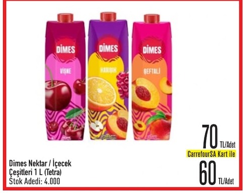 Dimes Nektar / İçecek Çeşitleri 1 L
